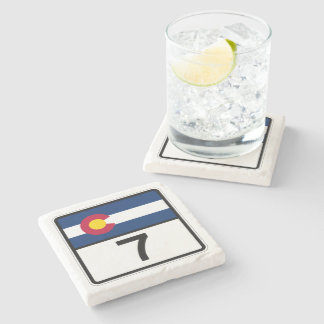 Colorado State Highway 7 shield Stone Coaster