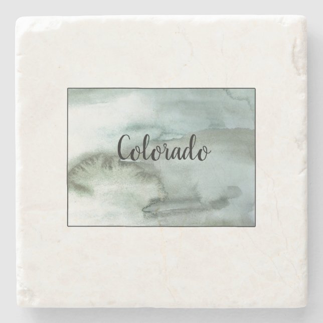 Colorado State Illustration Stone Coaster (Front)