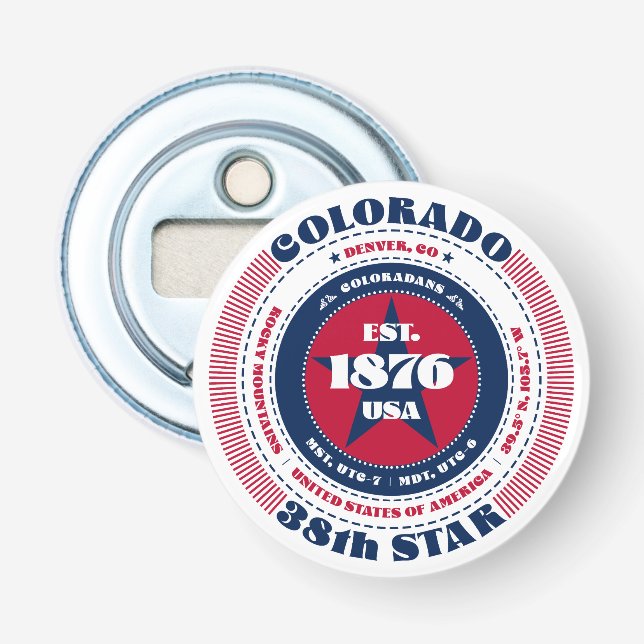 Colorado State Information Circle Bottle Opener (Front)