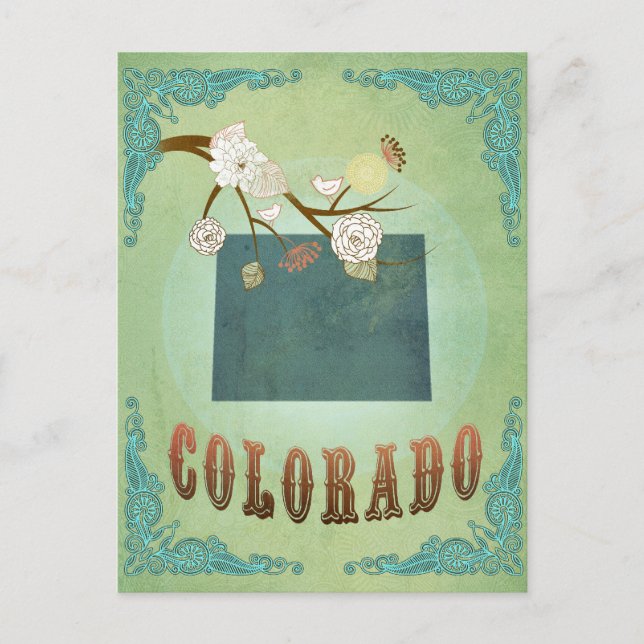 Colorado State Map – Green Postcard (Front)
