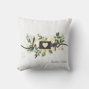 Colorado State Personalised Your Home City Rustic Cushion