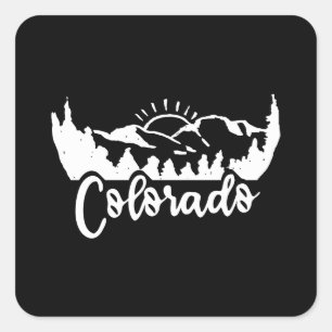 Colorado Tee - Retro Vintage Mountains Nature Hike Square Sticker