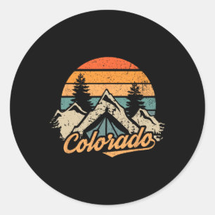 Colorado Tee - Retro Vintage Mountains Nature Hiki Classic Round Sticker