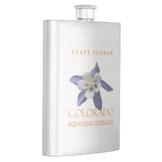 Colorado Territory Flower Aquilegia coerulea Hip Flask