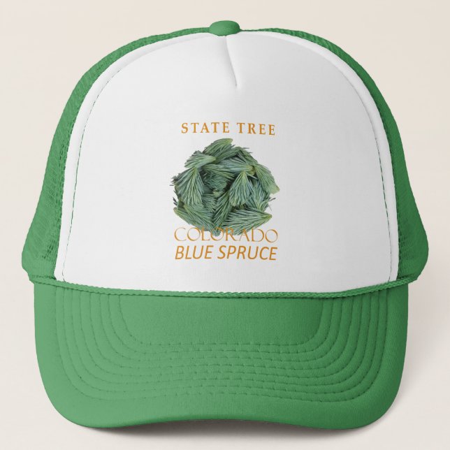 Colorado Territory Tree The Blue Spruce Trucker Hat (Front)