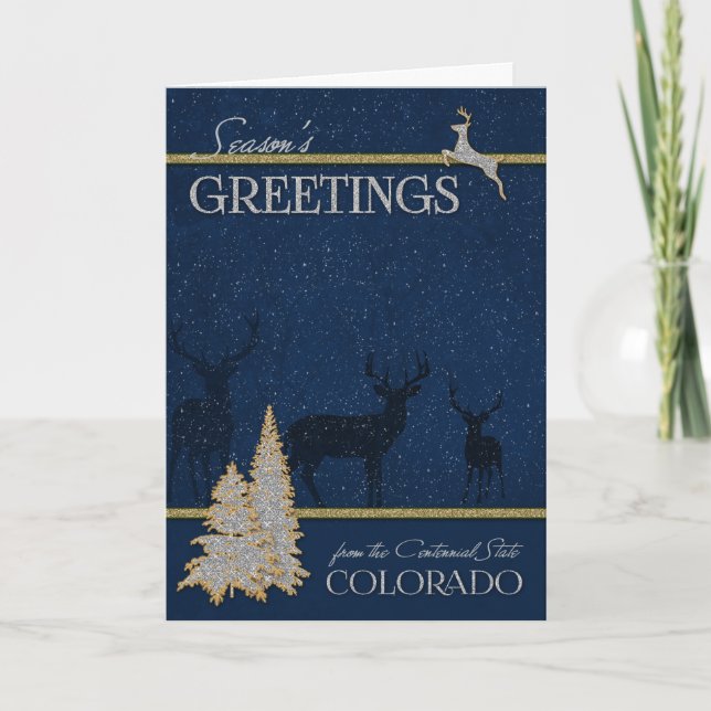 Colorado - The Centennial State Woodland Deer Holiday Card (Front)