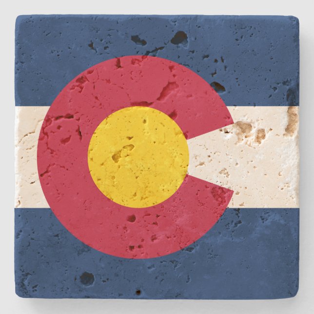 Colorado: The Centennial US State Flag Stone Coaster (Front)