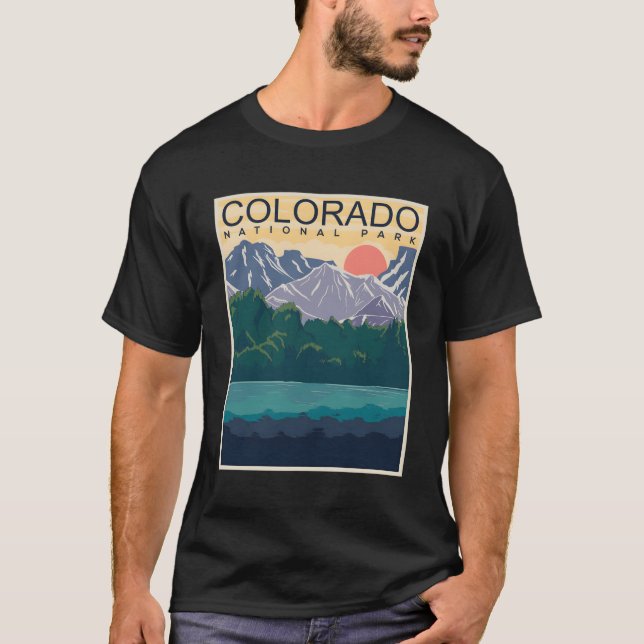 Colorado The Rocky Mountains Illustration T-Shirt (Front)