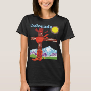 Colorado Totem Mountain, Rustic Retro Travel T-Shirt