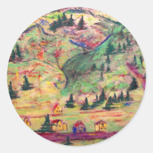 colorado town pastel classic round sticker