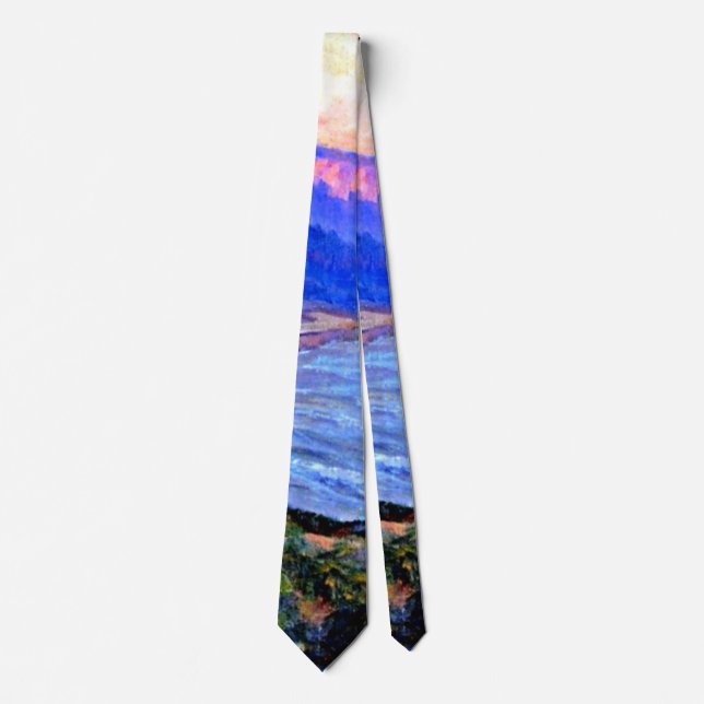 Colorado Twilight, colourful fine art painting Tie (Front)