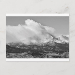 Colorado Twin Peaks Winter Weather View BW Postcard