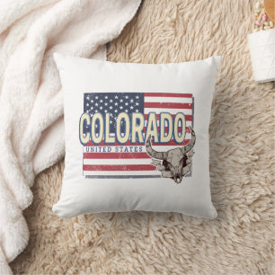 Colorado United States Retro State Map Vintage USA Cushion