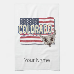 Colorado United States Retro State Map Vintage USA Tea Towel