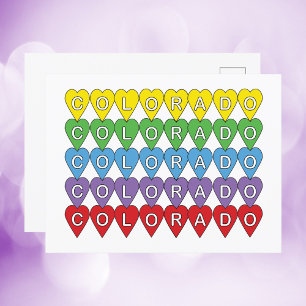 Colorado US Hearts Colourful Postcard