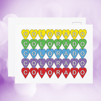 Colorado US Hearts Colourful Postcard