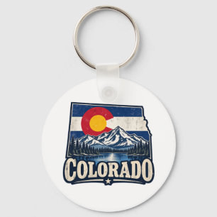 Colorado VIntage Flag Mountains Key Ring