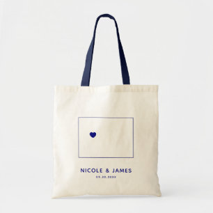 Colorado Wedding Welcome Bag Tote, Navy Blue Map