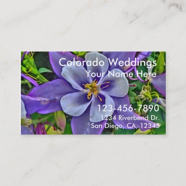 Colorado Weddings customisable business cards (Front)