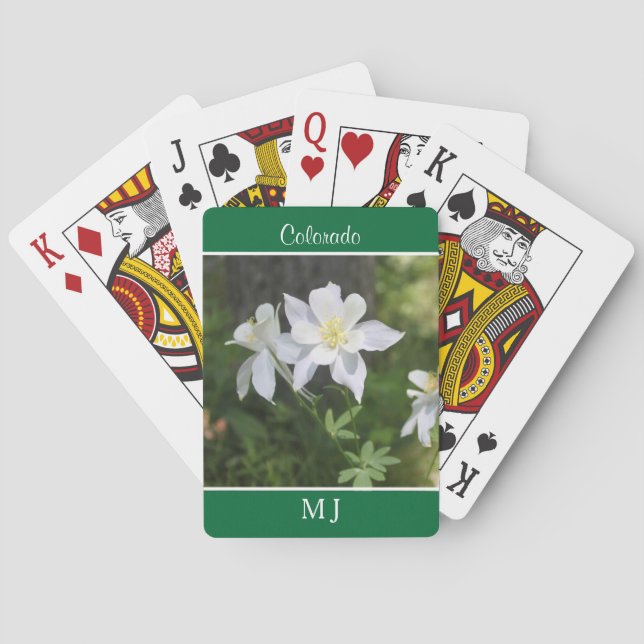 Colorado White Columbine Monogram Playing Cards (Back)