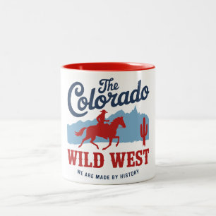 Colorado Wild West Cowboy Vintage Design Two-Tone Coffee Mug