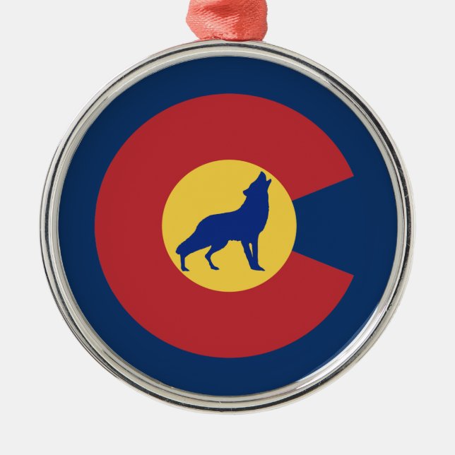 Colorado Wolf Metal Tree Decoration (Front)