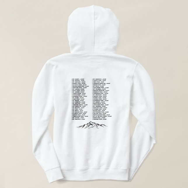 Colorado's 14ers - Customisable Checklist Hoodie (Design Back)