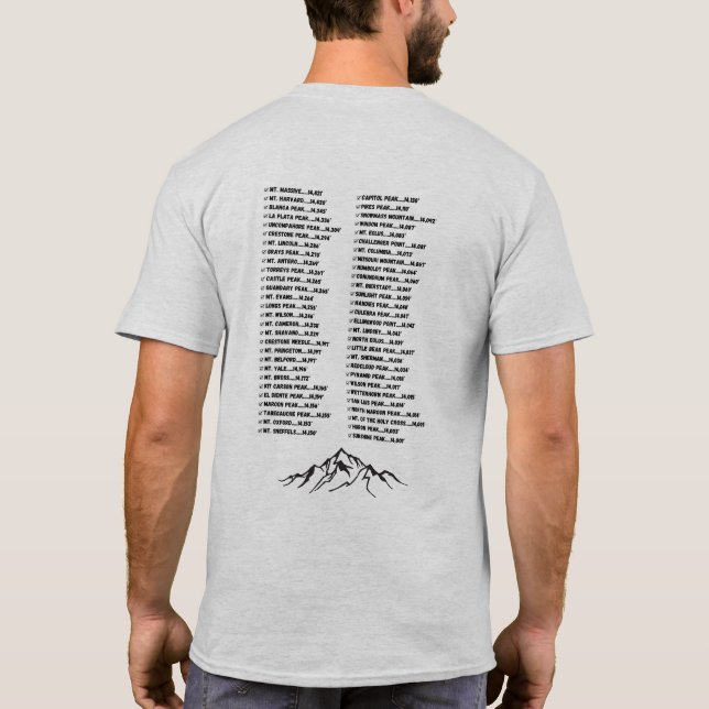 Colorado's 14ers T-Shirt - Customisable Checklist (Back)