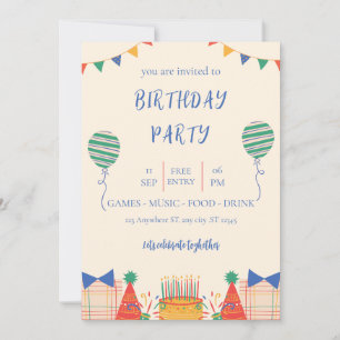coloral illustrative birtdhay party invitation