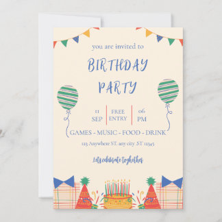 coloral illustrative birtdhay party invitation