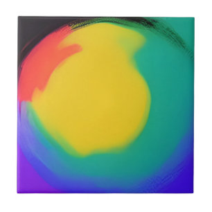 Colorball abstract art yellow green red indigo tile