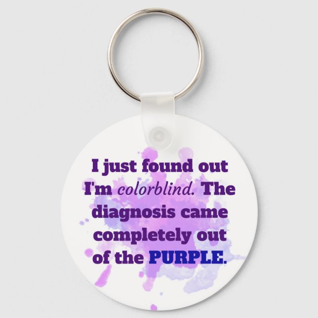 Colorblind Funny Joke Purple Blue Key Ring (Front)