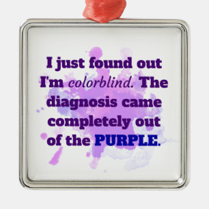 Colorblind Funny Joke Purple Blue Metal Tree Decoration