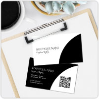 Colorblock Boutique Black QR Code Business Card
