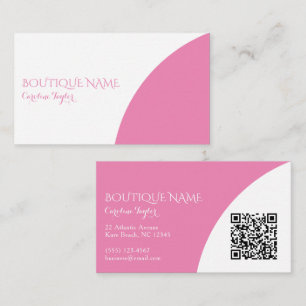 Colorblock Boutique Pink QR Code Business Card