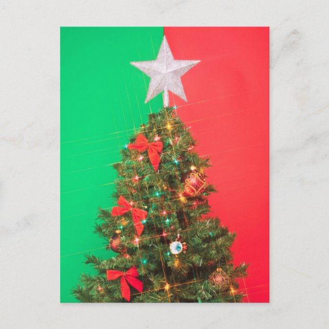 colorblock christmas tree holiday postcard (Front)