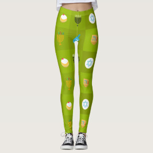 colorblock green hanukkah leggings
