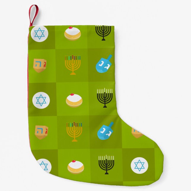 colorblock green hanukkah small christmas stocking (Front)