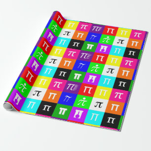 colorblock happy pi day math geometry science wrapping paper