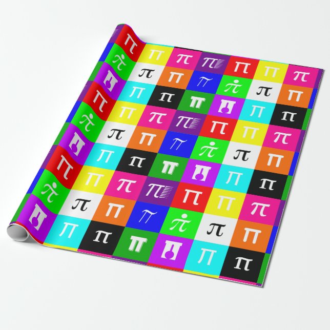 colorblock happy pi day math geometry science wrapping paper (Unrolled)