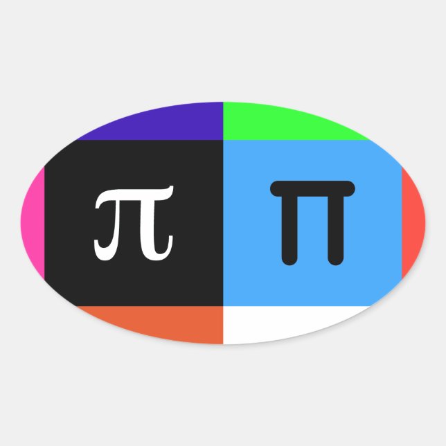 colorblock happy pi day oval sticker (Front)