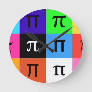 colorblock happy pi day round clock