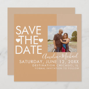 Colorblock Hearts Save the Date Photo Card