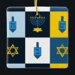colorblock hebrew hanukkah ceramic ornament<br><div class="desc">"colorblock hebrew hanukkah ", "hanukkah menorah", "happy hanukkah", channuka, channukah, hannukah, Hanukkah, "star of david", "dreidel champion", "ugly hanukkah"</div>