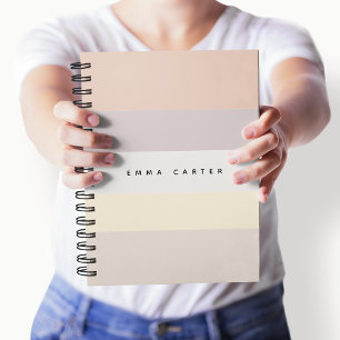 Colorblock Horizontal Pastel Stripes Monogram Notebook