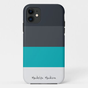 Colorblock Horizontal Stripe Black & Grey iPhone 11 Case