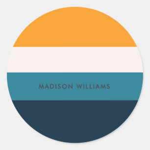 Colorblock Horizontal Stripe Classic Round Sticke Sticker