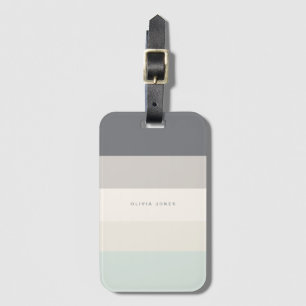 Colorblock Horizontal Stripe Grey & Beige Monogram Luggage Tag