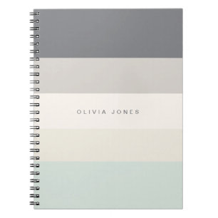 Colorblock Horizontal Stripe Grey & Beige Monogram Notebook