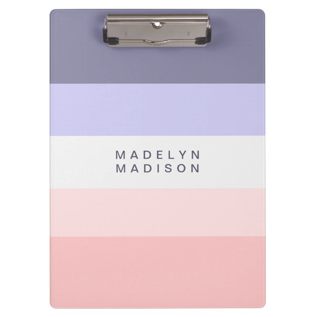 Colorblock Horizontal Stripe Peach & Purple  Clipboard (Front)